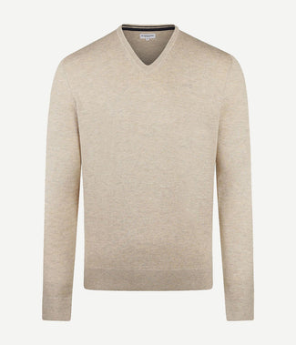 McGregor trui merino blend v-hals sand | Regular-fit McGregor trui merino blend v-hals sand | Regular-fit