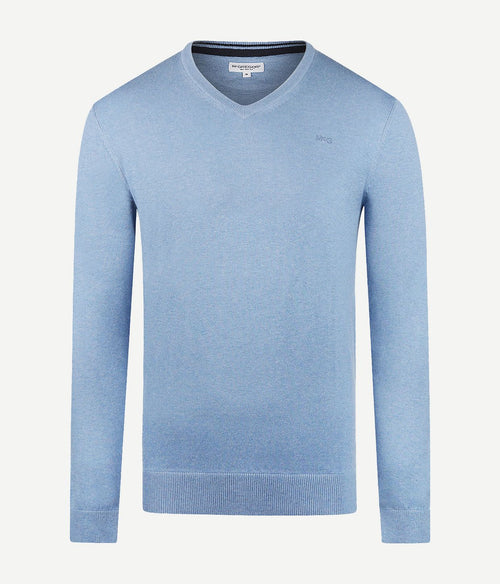 McGregor trui merino blend v-hals sky blauw | Regular-fit