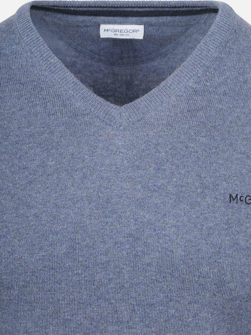 McGregor trui merino blend v-hals vintage blauw | Regular-fit