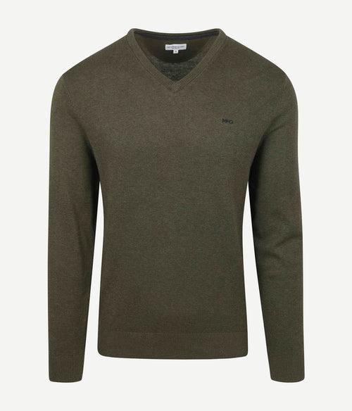 McGregor trui v-hals olijfgroen | Regular-fit