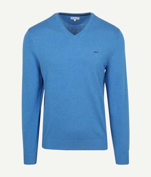 Trui v-hals sea blauw