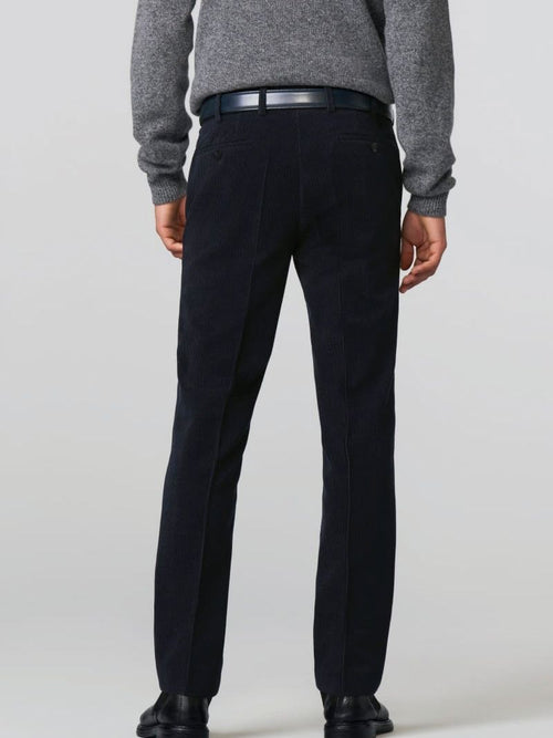 Meyer chino Roma wol corduroy donkerblauw | Regular-fit