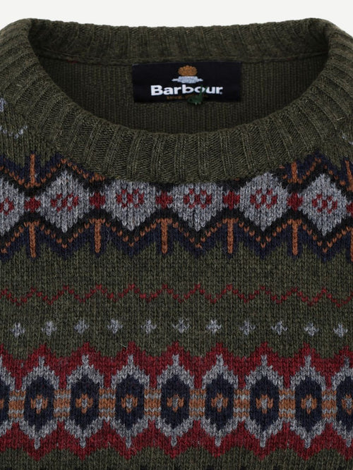Fairisle trui wol donkergroen