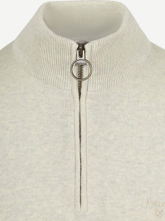 Trui halve rits greige