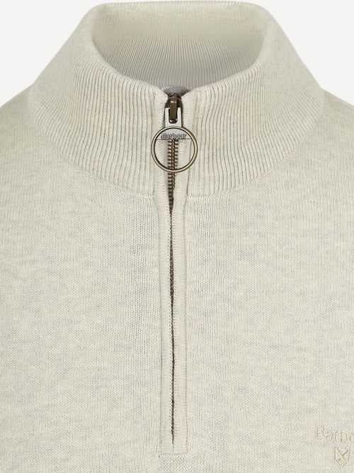 Trui halve rits greige