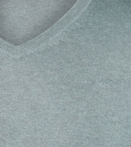Trui merino blend v-hals sage groen