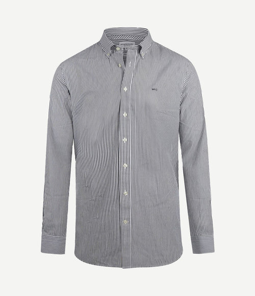 Overhemd poplin streep donkerblauw