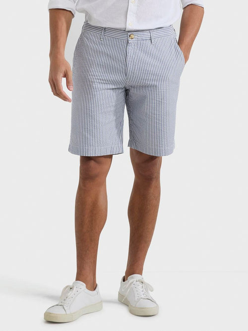 Shorts striped seersucker medium blue