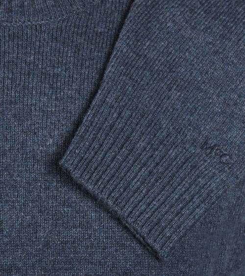 Trui lamswol melange donkerblauw