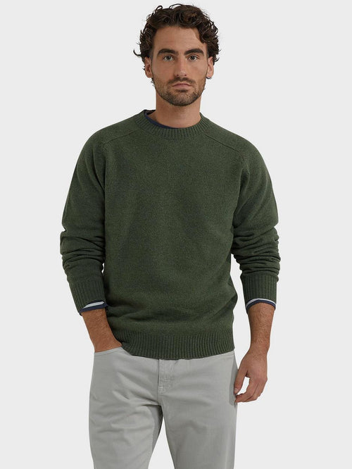 Trui lamswol melange sage groen