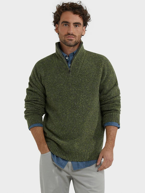 halve rits trui lamswol blend olive