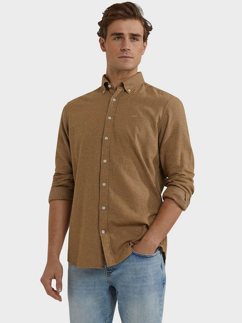 Overhemd flanel melange camel