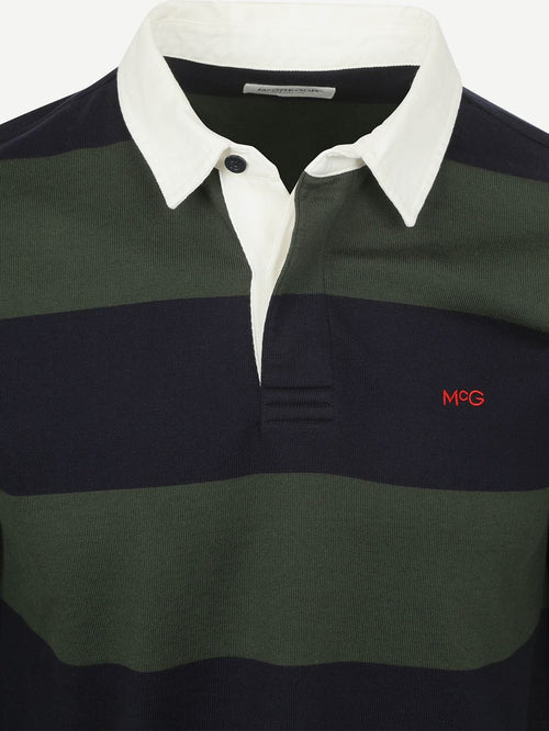 McGregor rugbyshirt streep donkerblauw olive | Regular-fit