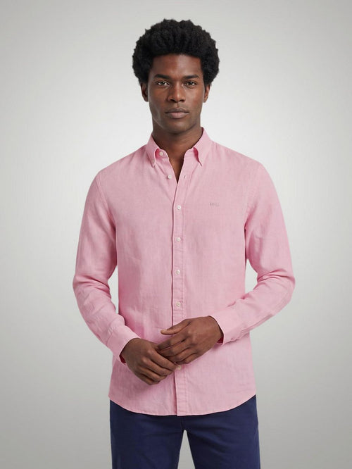 Overhemd cotton linen roze