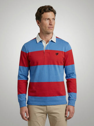 Rugbyshirt streep blauw rood