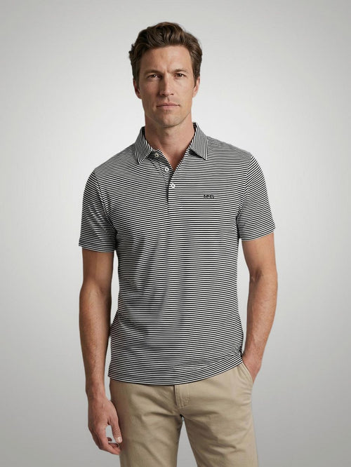 Jersey polo stripe donkerblauw