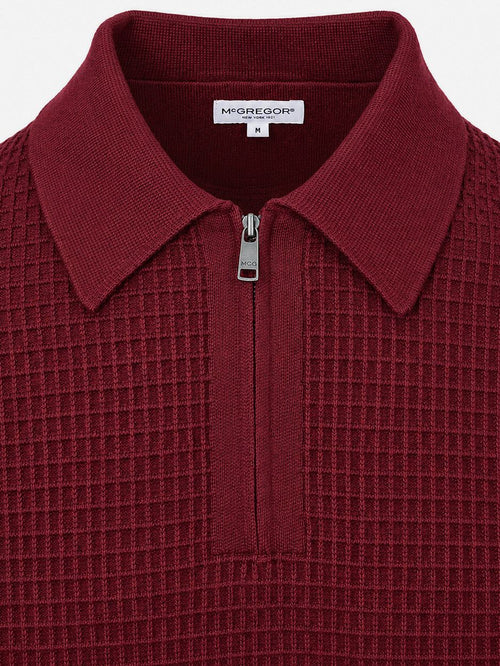 halve rits poloshirt knitted structure burgundy