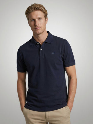 Piqué polo donkerblauw