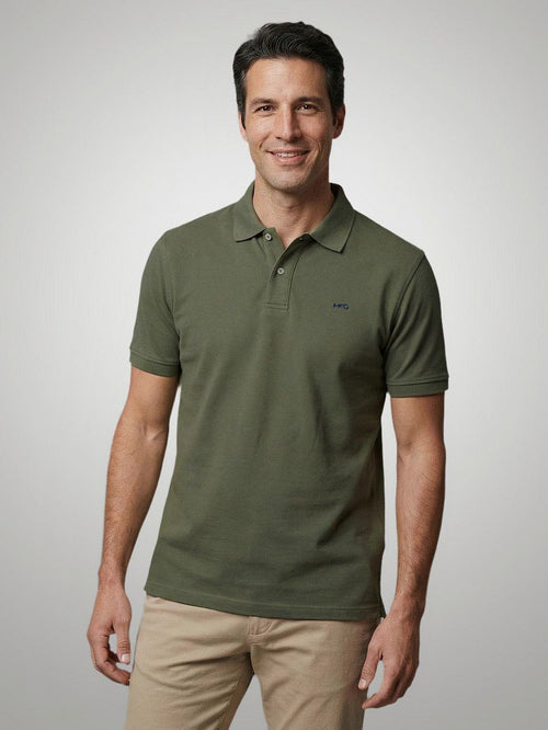 Piqué polo olijf
