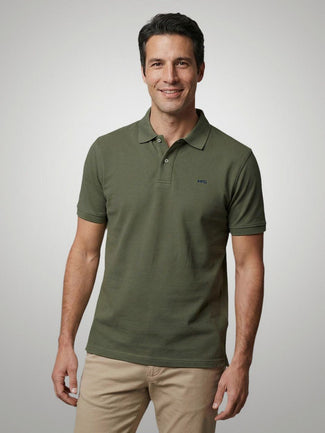 Piqué polo olijf