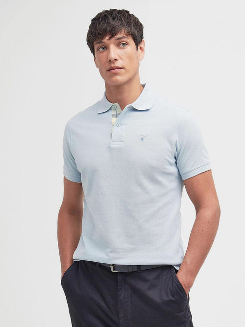 Tartan pique polo lichtblauw