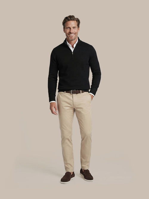Merino halve rits trui zwart