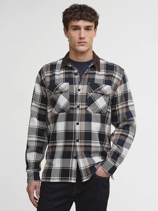 Barbour overshirt ruit grasmoor donkerblauw | Regular-fit