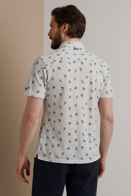 Short sleeves overhemd print grijs