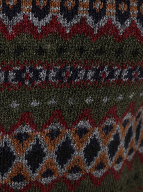 Fairisle trui wol donkergroen