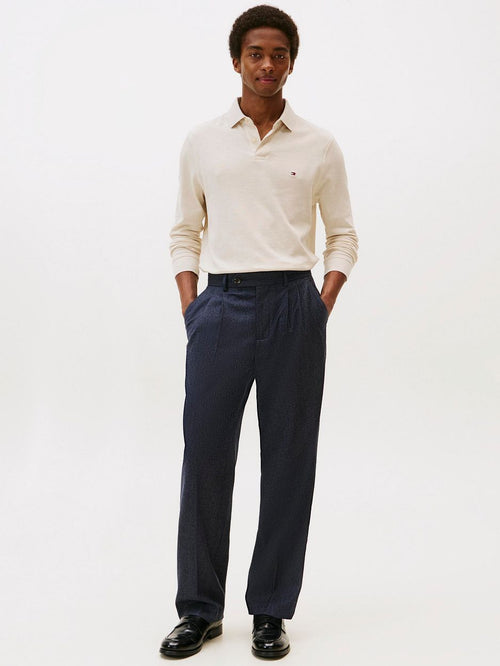 Longsleeve polo melange ecru
