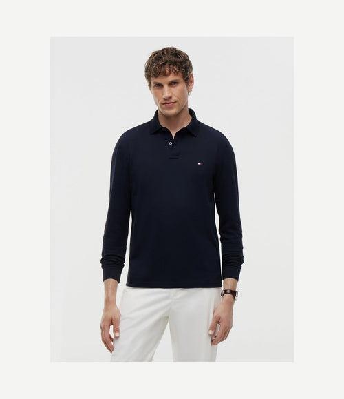 Longsleeve polo donkerblauw