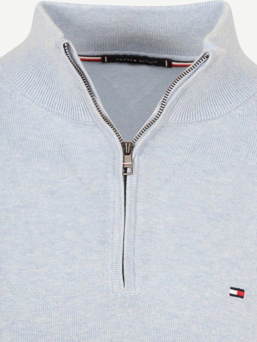 Tommy Hilfiger halve rits trui essential lichtblauw | Regular-fit