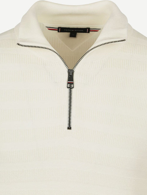 Tommy Hilfiger pullover halfzip structure ivory | Regular-fit