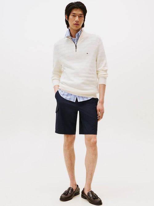 Pullover halfzip structure ivory