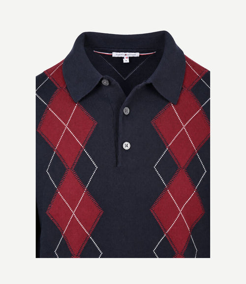 Long sleeve poloshirt checks