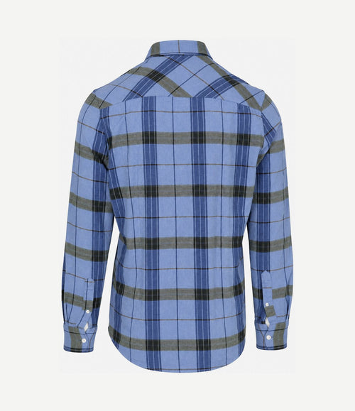 Overhemd bd waihi flannel check ink blue