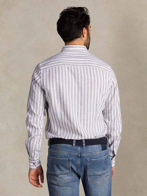 Shirt picton linnen blend streep groen