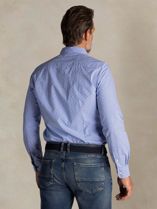 Shirt tuki jacquard print blauw
