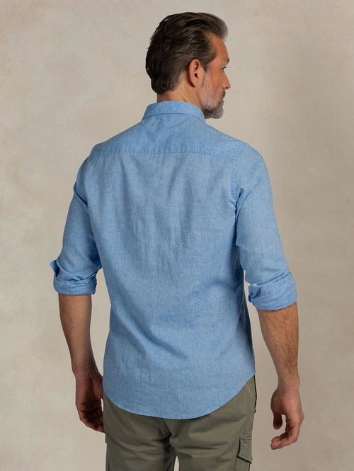 Shirt linnen blend sailing blauw
