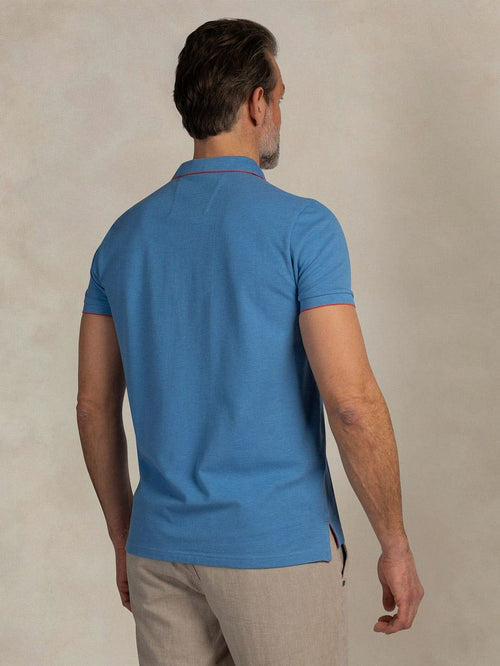 Polo henley piqué sailing blauw