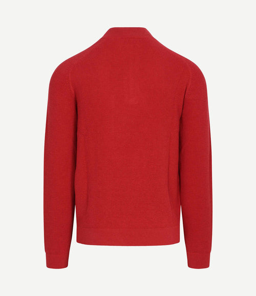 halve rits slub knit melange rood