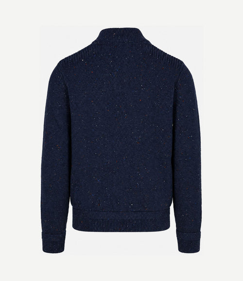 Pullover mocker eltham knit melange Oxford donkerblauw