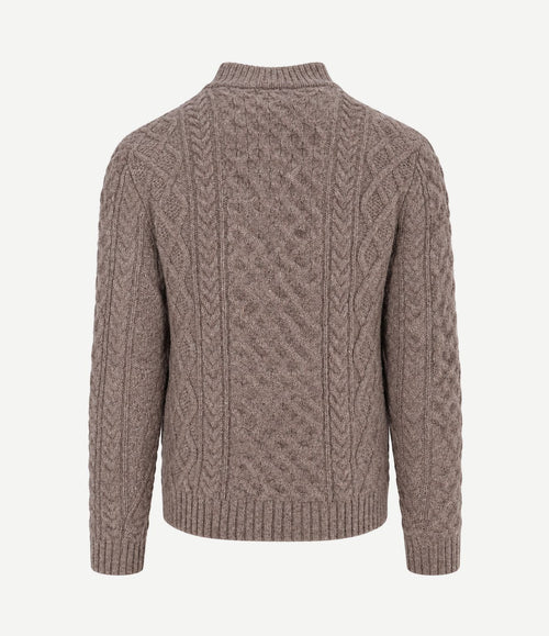 Pullover cable wool taupe