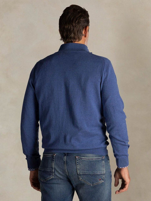 halve rits trui akar melange spring blue