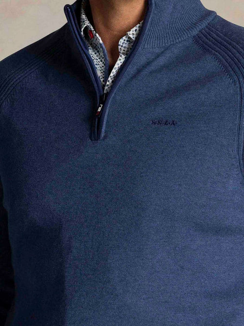 halve rits trui clive blauw