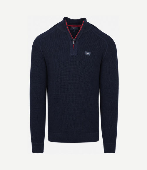 halve rits slub knit Oxford donkerblauw