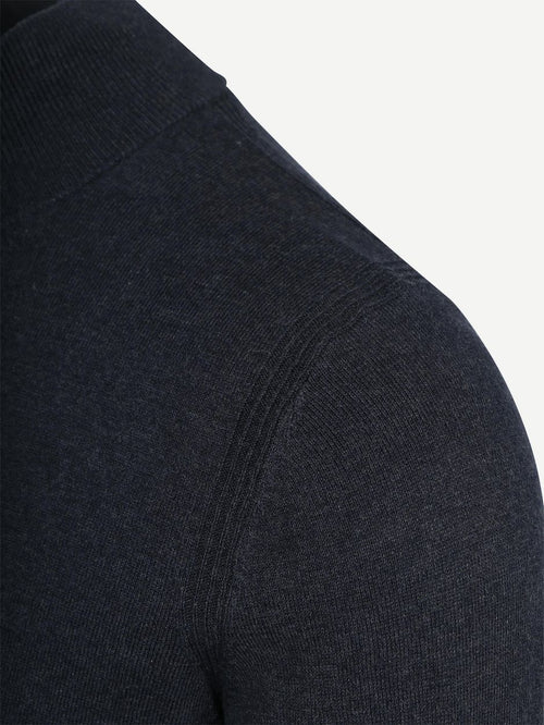 halve rits trui akar melange donkerblauw