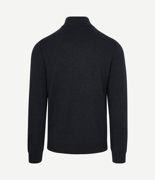halve rits trui akar melange donkerblauw
