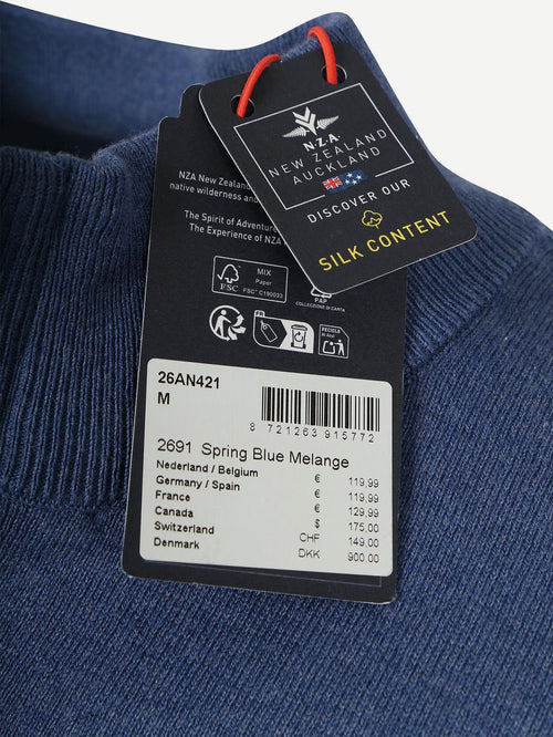 halve rits trui akar melange spring blue