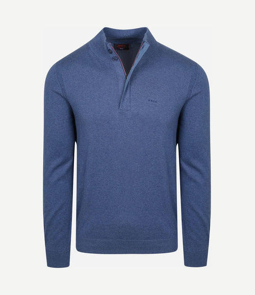 halve rits trui akar melange spring blue